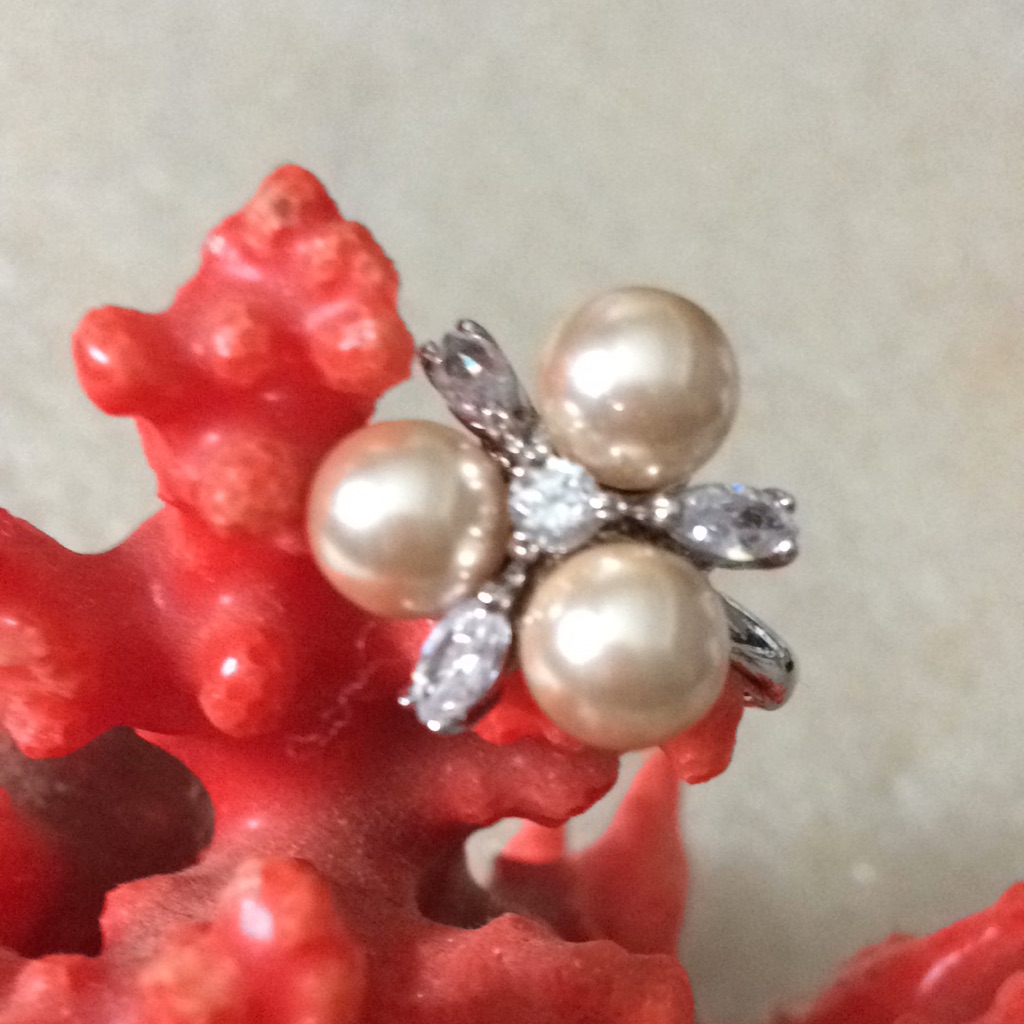 Vintage Silver Pearl And Cz Ring 98$